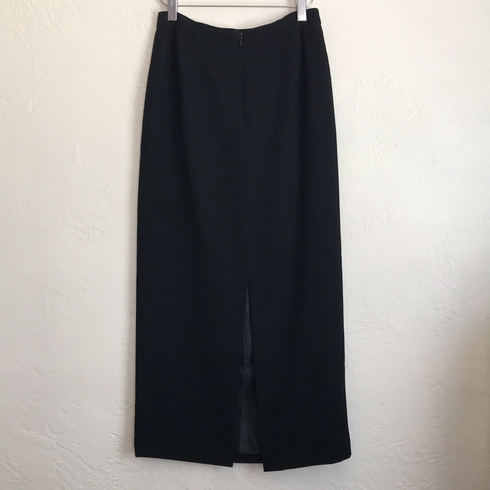 Jones New York maxi tailored fit black skirt with long slit in back